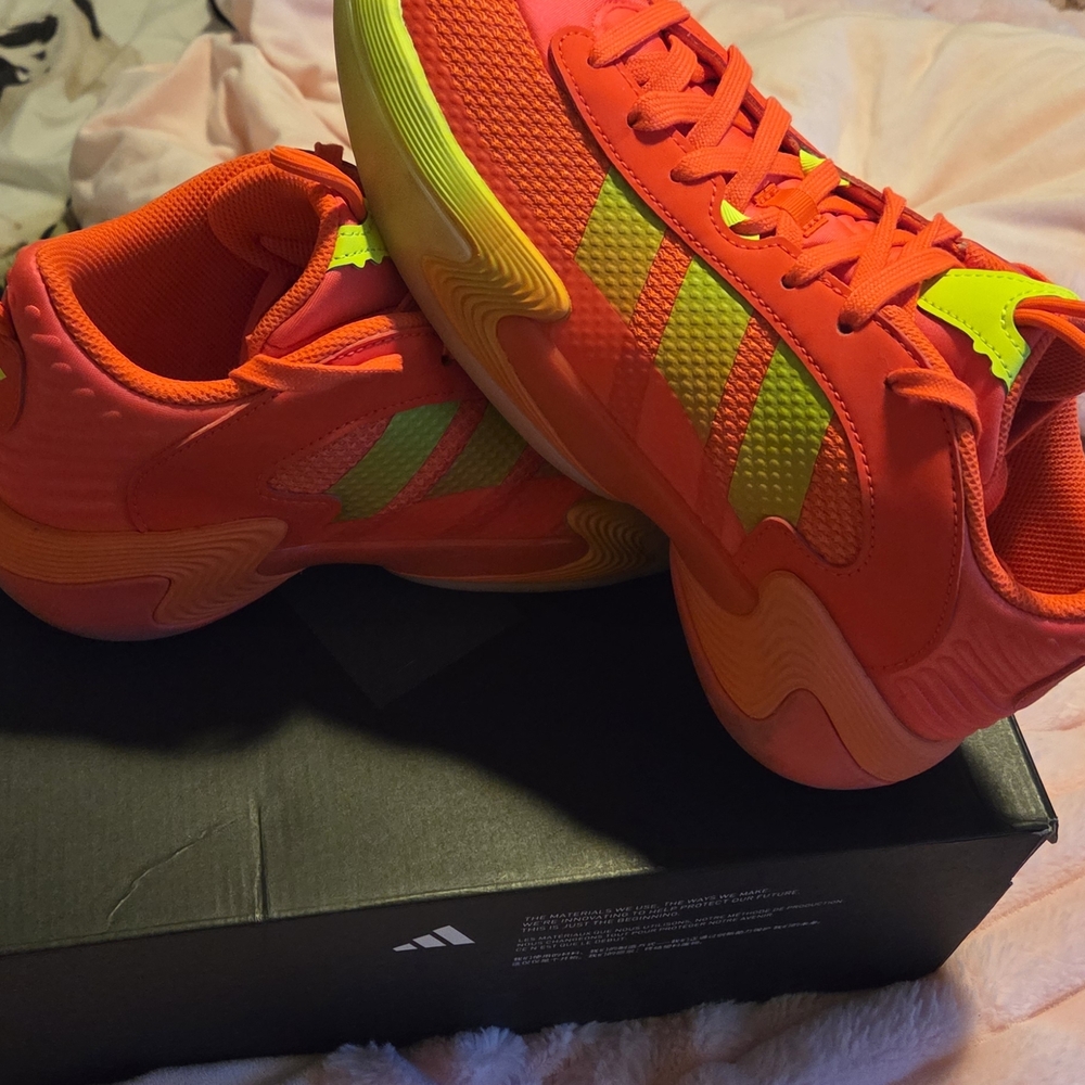 Adidas Bright Orange and Yellow Basketball Sneakers
